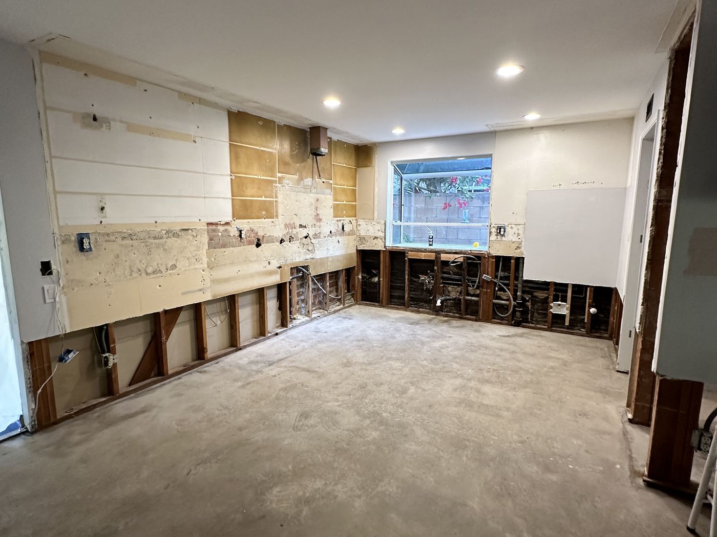 Kitchen stripped to the studs before remodeling